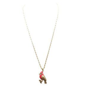 Cardinal Bird Pendant Necklace Gold Tone Vintage